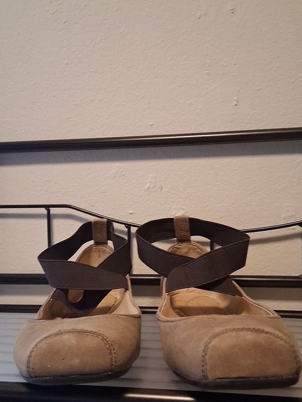 Women’s Tan Suede Ankle-Strap Ballet Flats